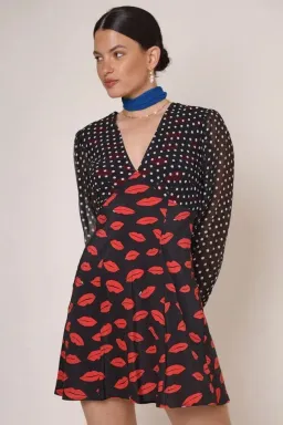 Rixo Lia Lip Mini Dress Kiss Print Size S / UK 10 for rent on The Volte - image 2