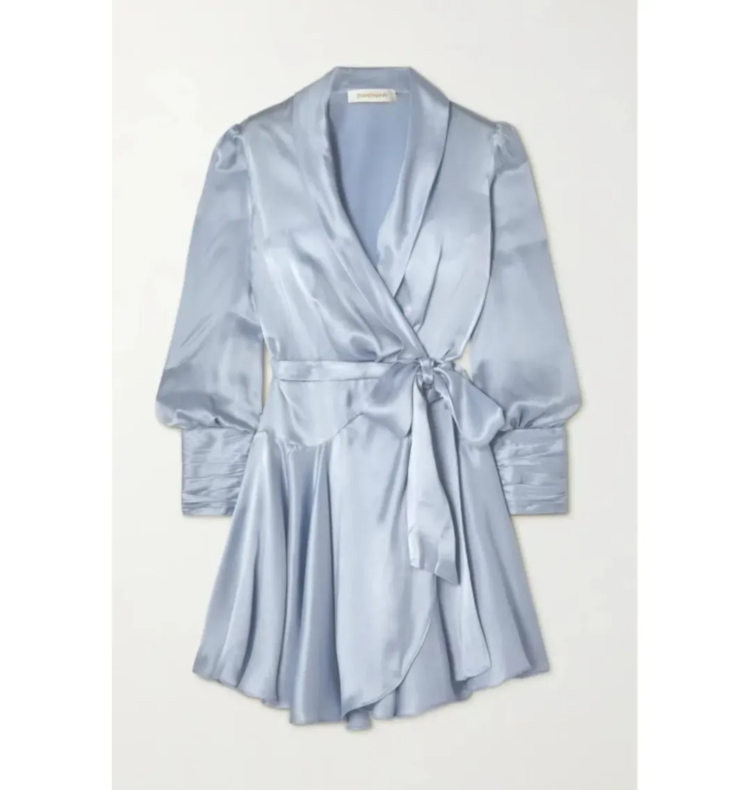 Zimmermann Silk Wrap Dress Ice Blue Size 2 / UK 12 for rent on The Volte - main image
