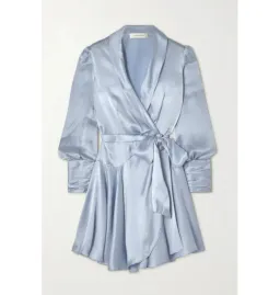 Zimmermann Silk Wrap Dress Ice Blue Size 2 / UK 12 for rent on The Volte - image 3
