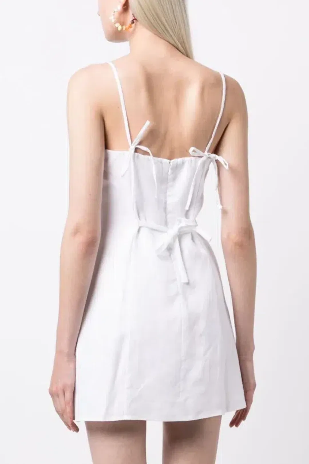 Reformation Tovianna Linen Mini Dress White Size UK 12 for rent on The Volte - main image