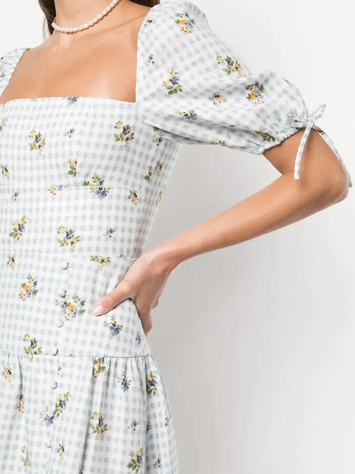 Reformation Melony Linen Midi Dress Floral Size UK 12 - Image 2