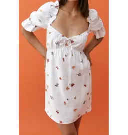 Reformation Channa Fruit Linen Dress Print Size UK 12 for rent on The Volte - image 2