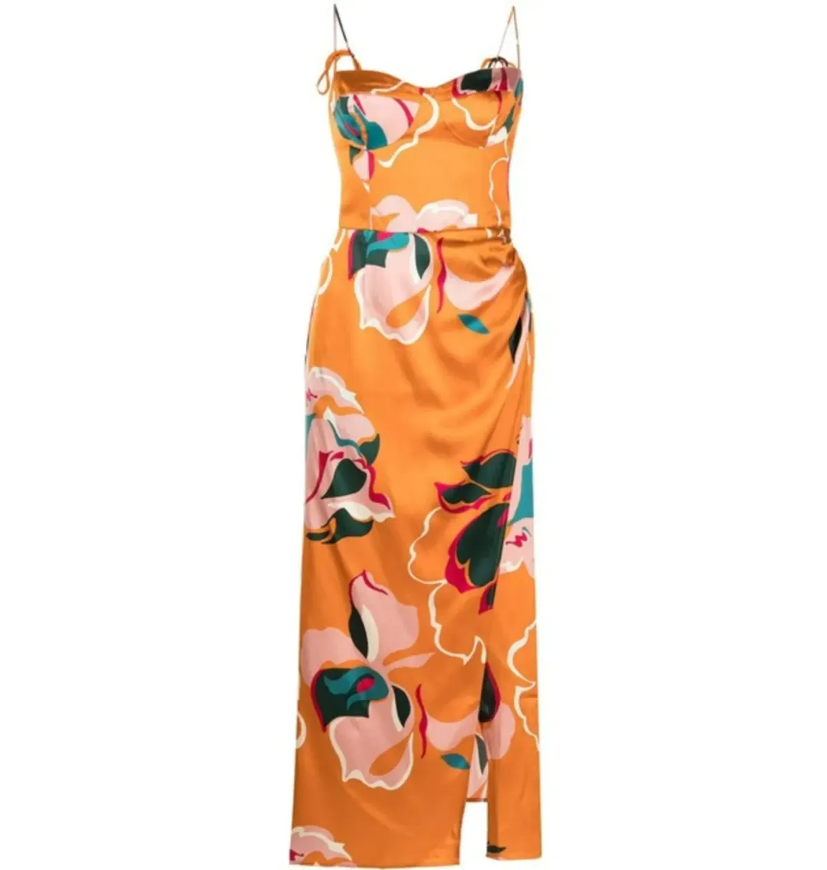 Reformation Marguerite Flambe dress Orange Floral Size UK 12 - Image 3