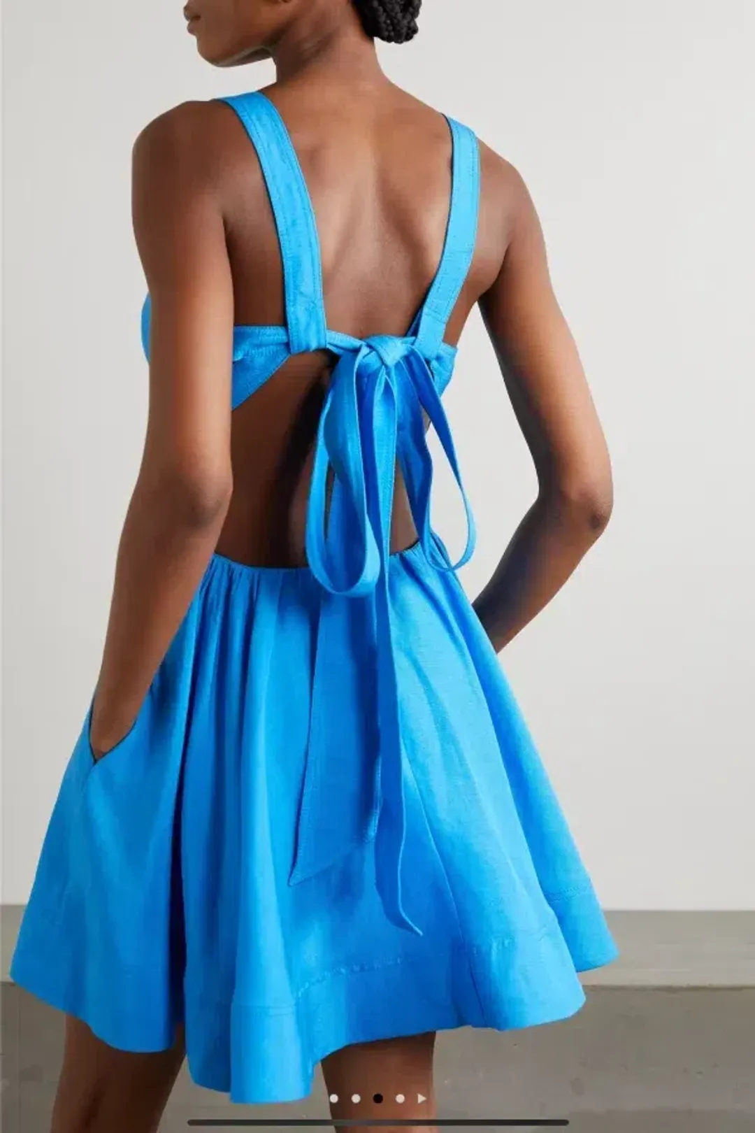 Aje Rent Clara Tie Back Mini Dress Blue Size UK 12 for rent on The Volte - main image