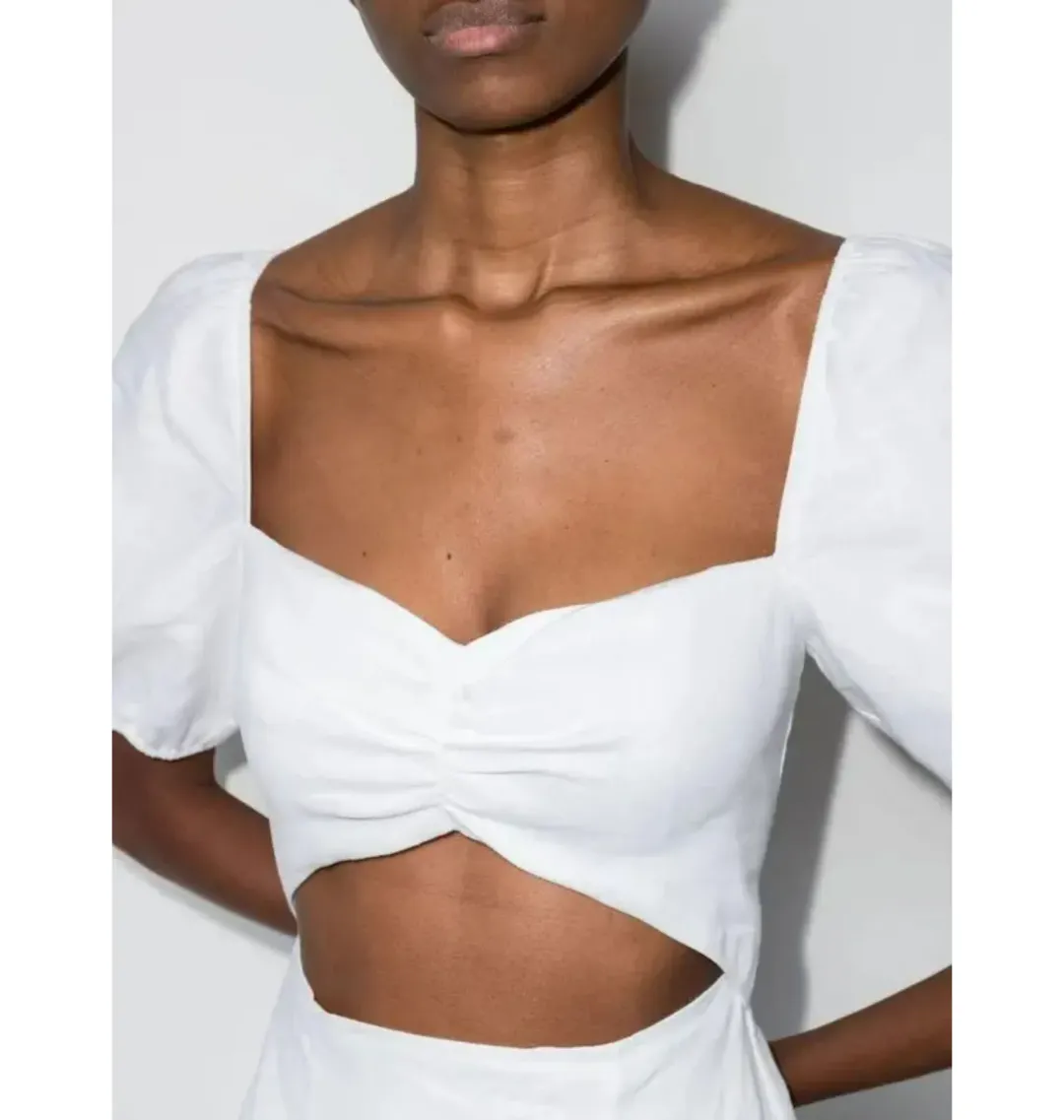 Reformation Pompano Linen Dress White Size UK 12 for rent on The Volte - main image