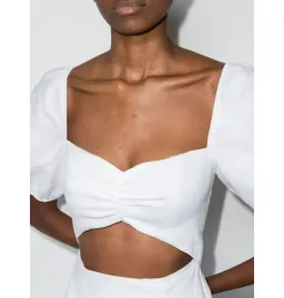 Reformation Pompano Linen Dress White Size UK 12 for rent on The Volte - image 3