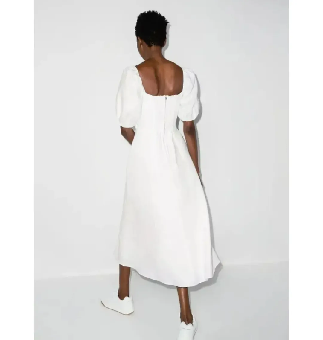 Reformation Pompano Linen Dress White Size UK 12 for rent on The Volte - main image