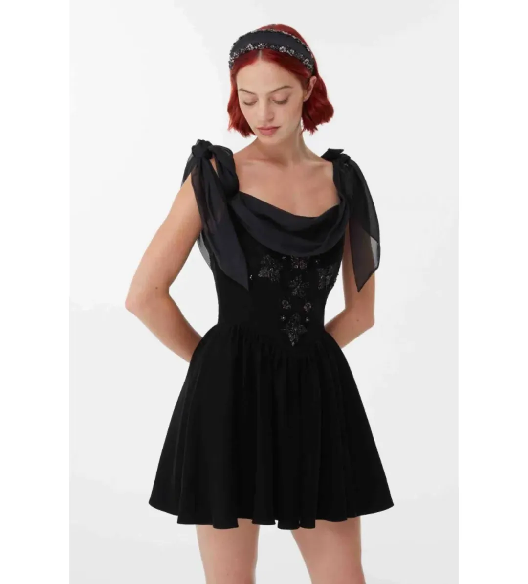 Clio Peppiatt Iris Crystal Dress Black Size 8 for rent on The Volte - main image