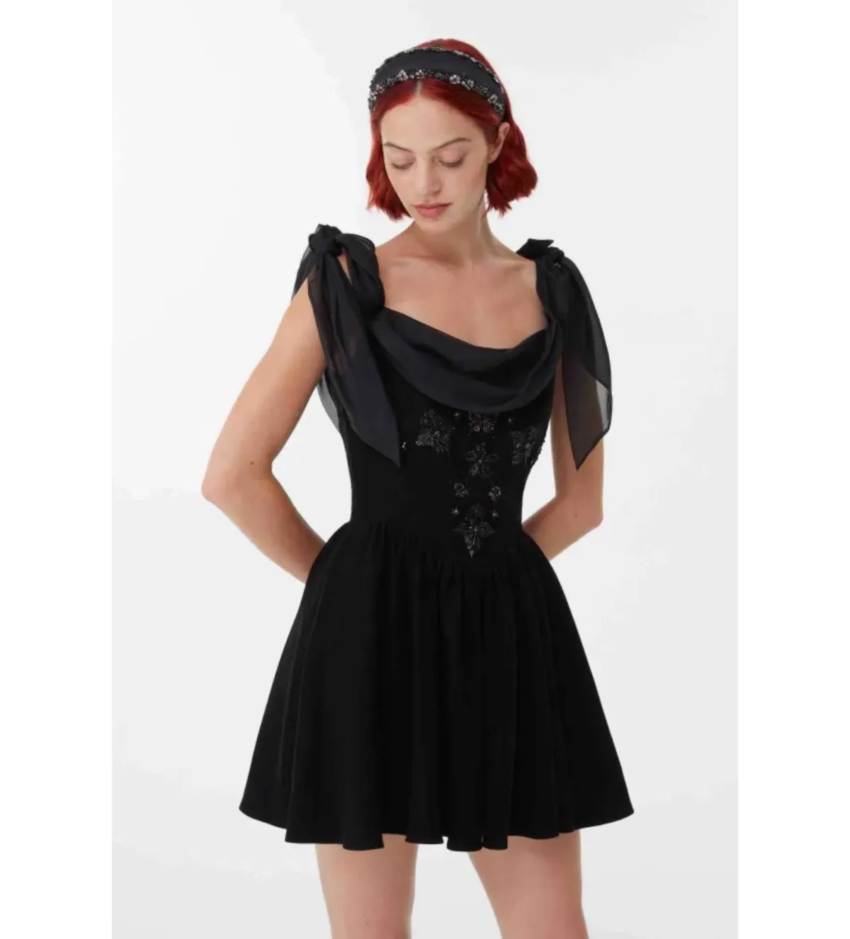 Clio Peppiatt Iris Crystal Dress Black Size 8 - Image 2