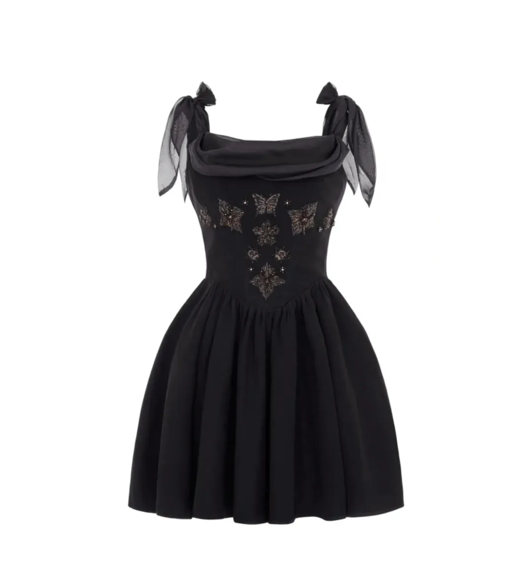 Clio Peppiatt Iris Crystal Dress Black Size 8 for rent on The Volte - main image