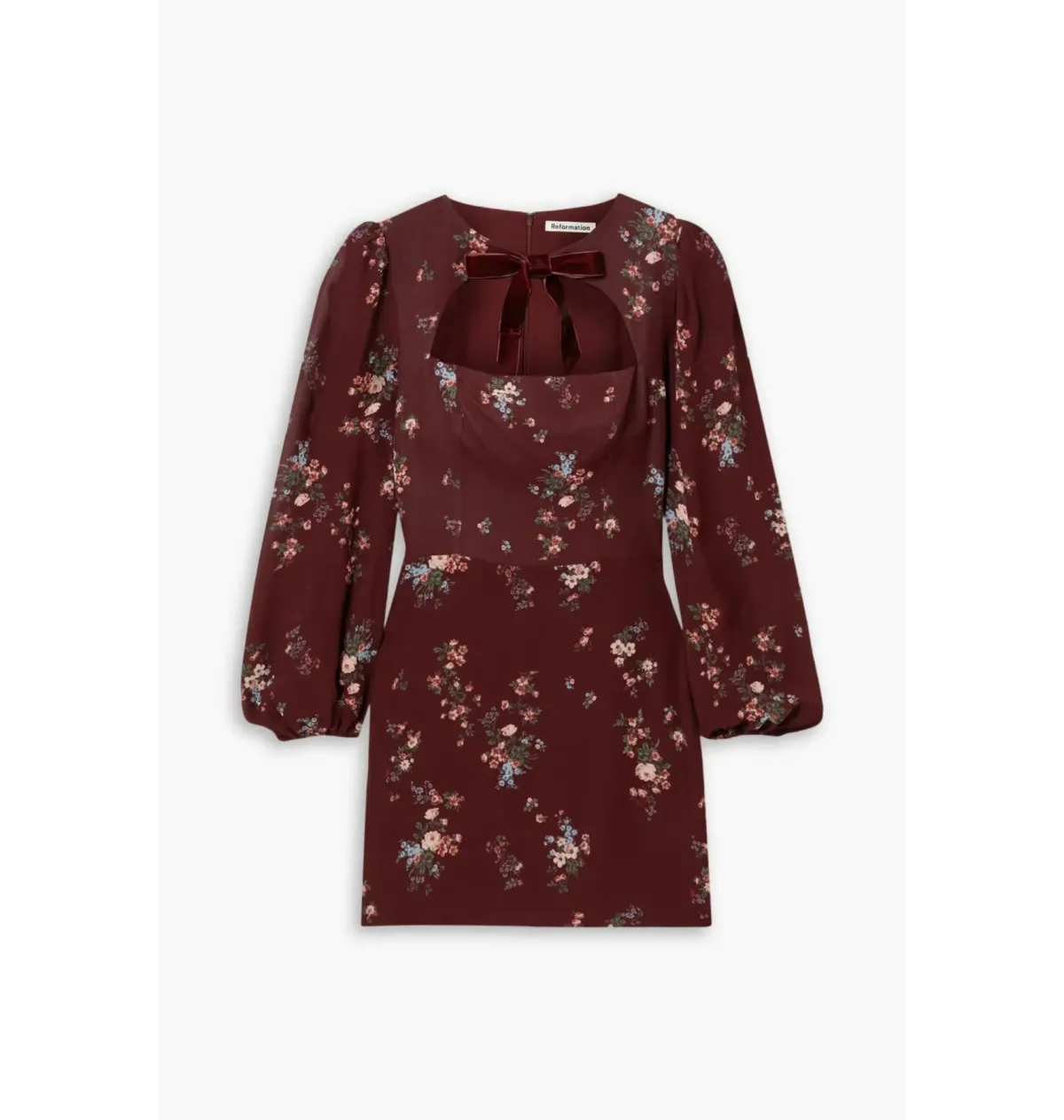 Reformation Terri Bow Dress Red Floral Size UK 12 - Image 4