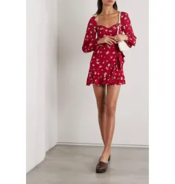 Reformation Cammi Mini Dress Red Floral Size UK 12 for rent on The Volte - image 1