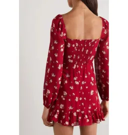 Reformation Cammi Mini Dress Red Floral Size UK 12 for rent on The Volte - image 2