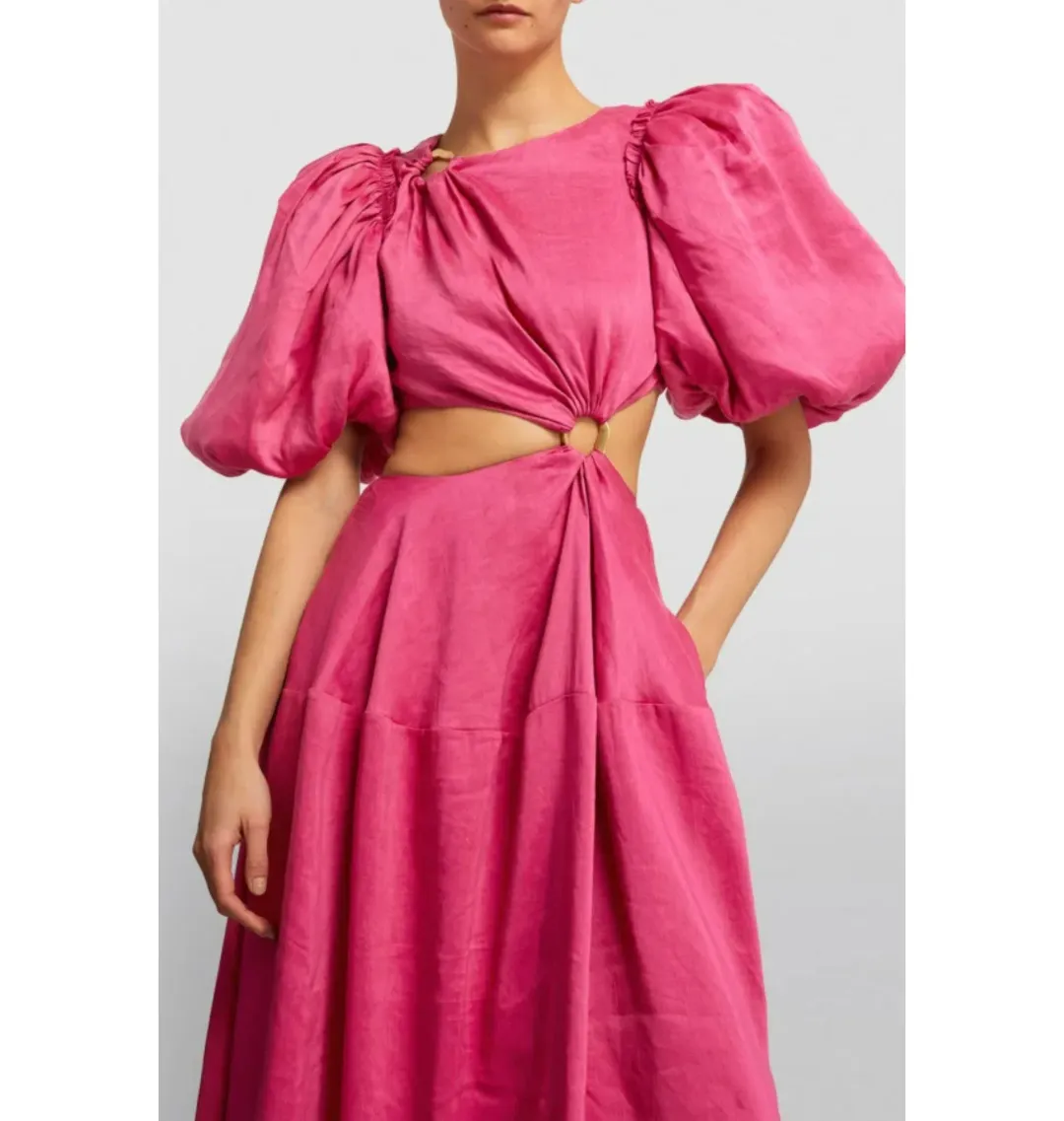 Aje Vanades Cut Out Dress Fuchsia Pink Size UK 12 for rent on The Volte - main image