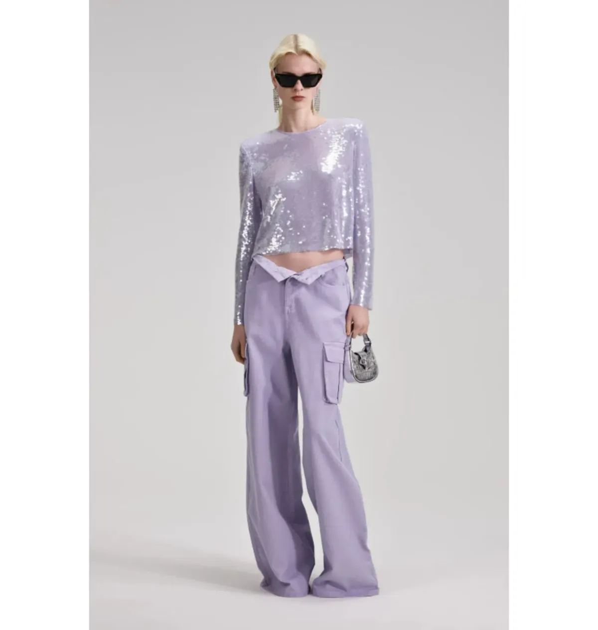 Self Portrait Sequin Top Lilac Size UK 10 for rent on The Volte - main image