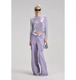 Self Portrait Sequin Top Lilac Size UK 10 for rent on The Volte - image 1