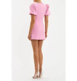 Rebecca Vallance Karina Puff Sleeve Mini Dress Pink Size UK 8 for rent on The Volte - image 3