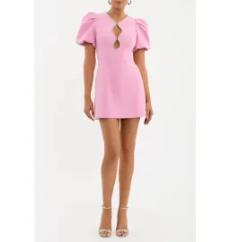 Rebecca Vallance Karina Puff Sleeve Mini Dress Pink Size UK 8 for rent on The Volte - image 1