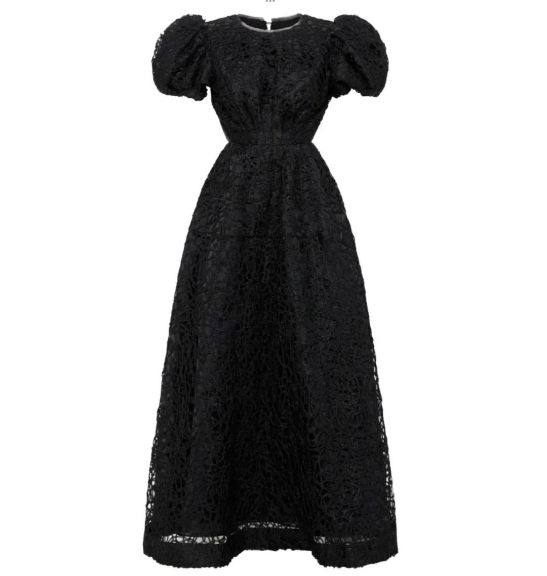 Aje Patina Embroidered Midi Dress Black Size UK 12 for rent on The Volte - main image