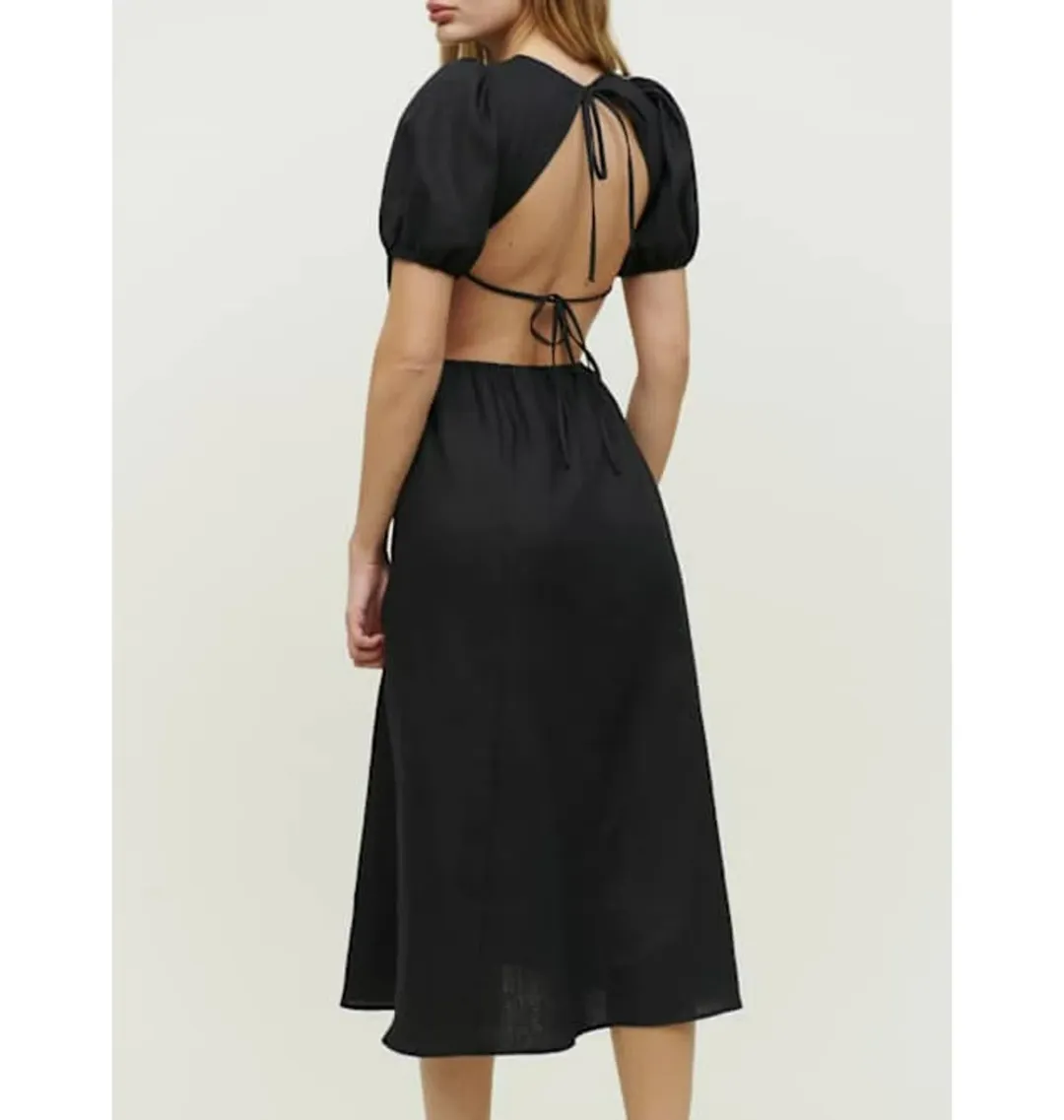 Reformation Anneliese Backless Dress Black Size UK 12 for rent on The Volte - main image