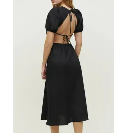 Reformation Anneliese Backless Dress Black Size UK 12 for rent on The Volte - image 3