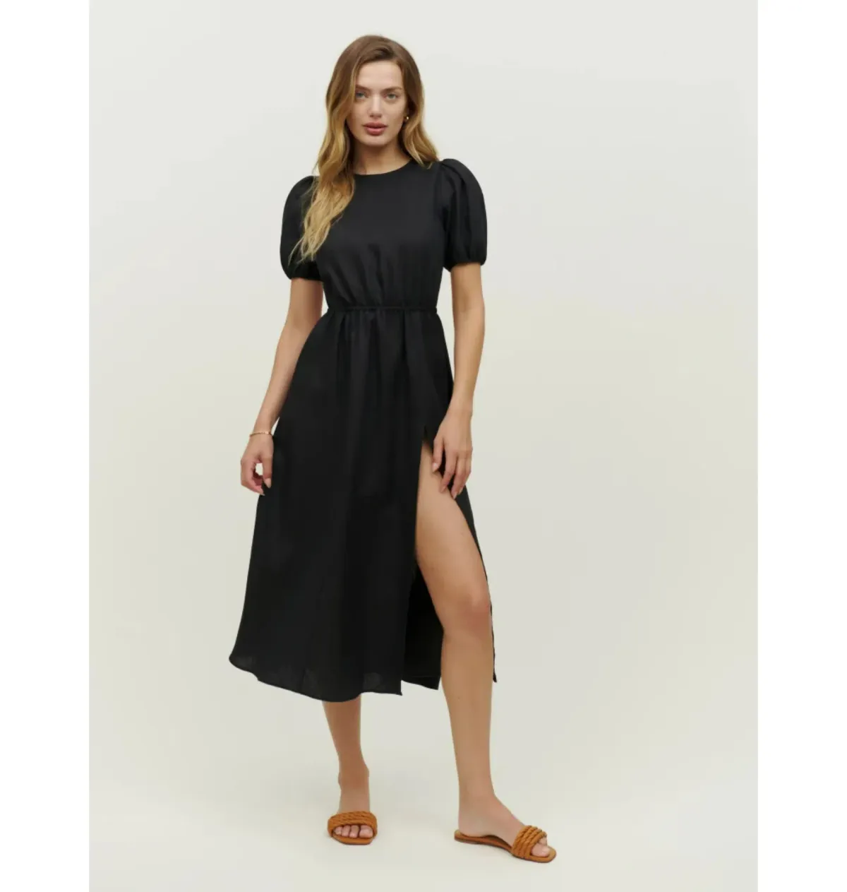 Reformation Anneliese Backless Dress Black Size UK 12 for rent on The Volte - main image