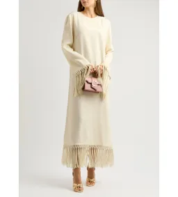 Taller Marmo Claudia Venti Fringed Dress Cream Size 10 for rent on The Volte - image 1