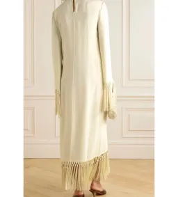 Taller Marmo Claudia Venti Fringed Dress Cream Size 10 for rent on The Volte - image 3