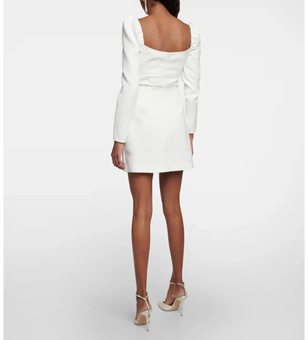 Self-Portrait Embellished long-sleeve Mini Dress White Size 8 for rent on The Volte - main image