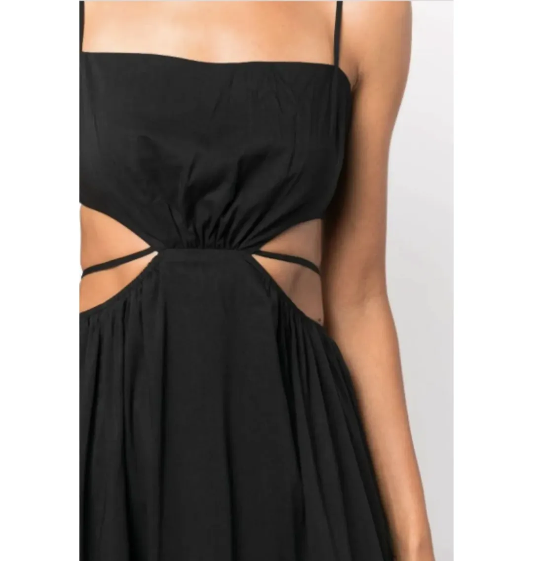 Reformation True Cut Out Midi Dress Black Size UK 12 for rent on The Volte - main image