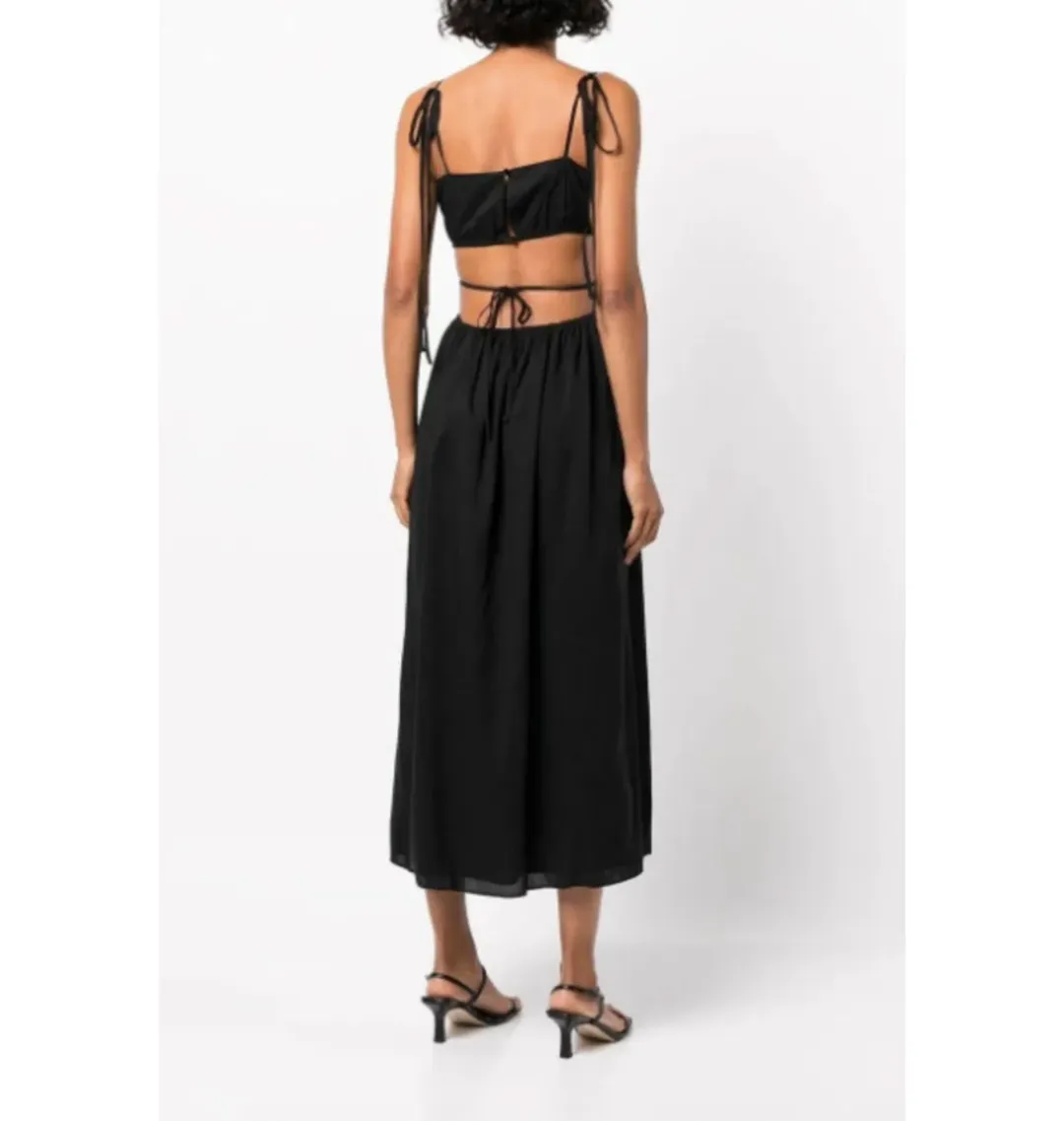 Reformation True Cut Out Midi Dress Black Size UK 12 for rent on The Volte - main image