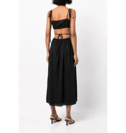 Reformation True Cut Out Midi Dress Black Size UK 12 for rent on The Volte - image 2