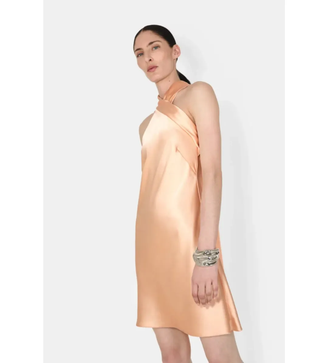 Galvan Pandora Halter Neck Mini Dress Peach Size 12 for rent on The Volte - main image