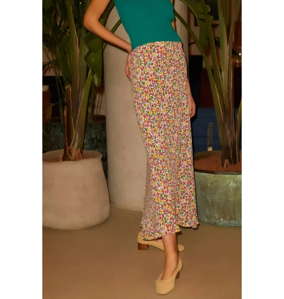 Rixo Kelly Slip Skirt Floral Size UK 10 for rent on The Volte - main image