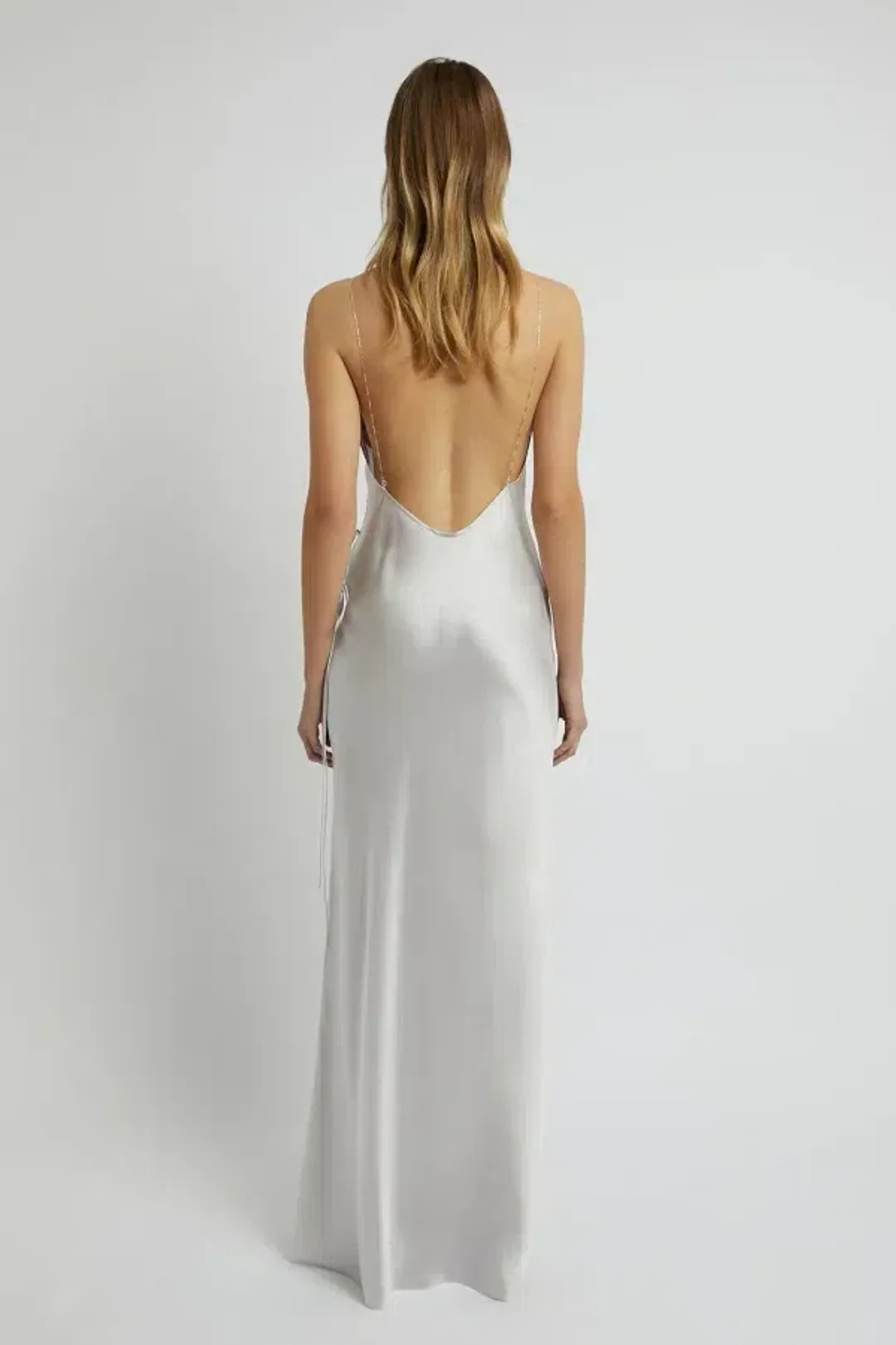 Christopher Esber Slope Tie Silk Maxi Dress Silver Size UK 12 for rent on The Volte - main image