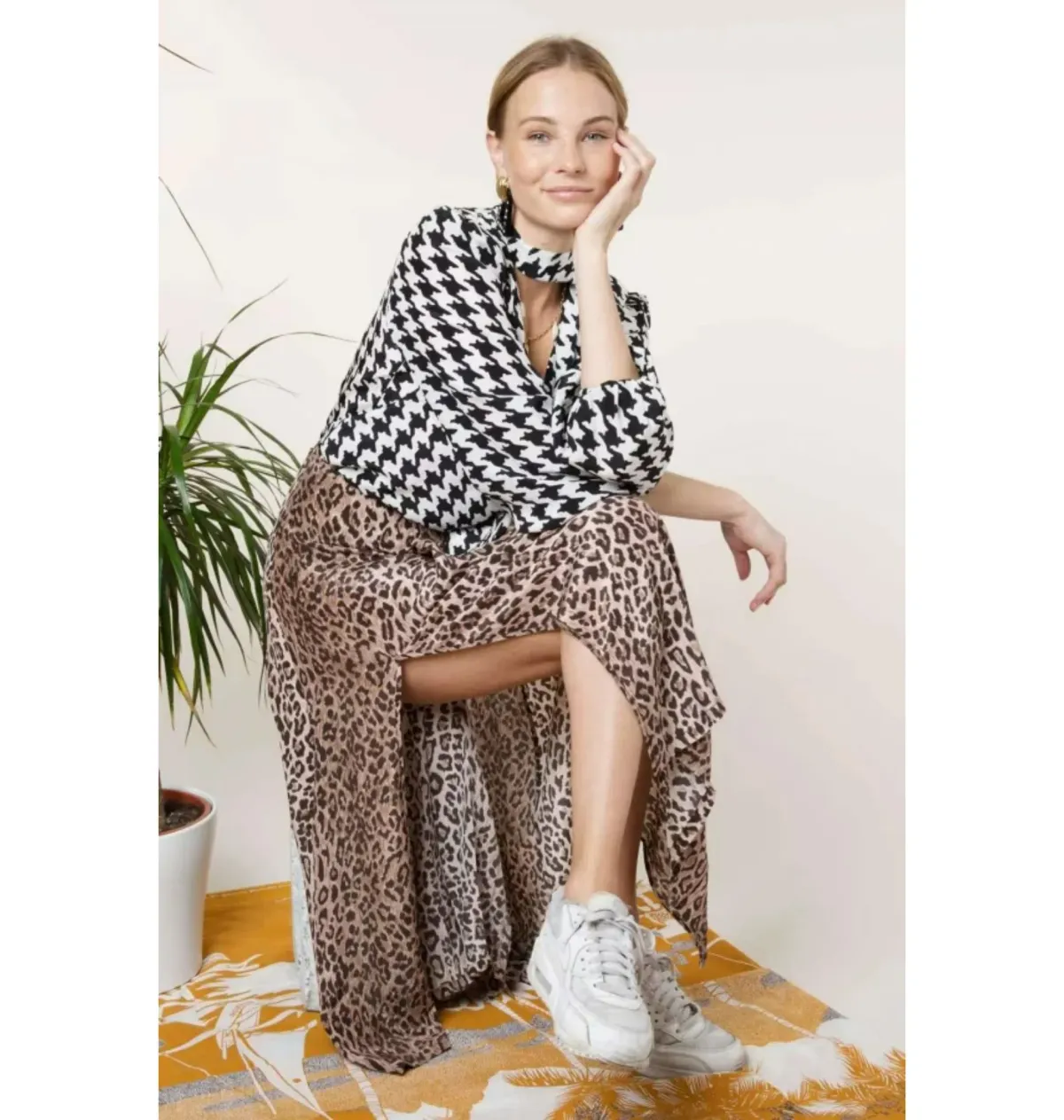 Rixo Georgia Silk Midi Skirt in Leopard Size UK 12 - Image 3