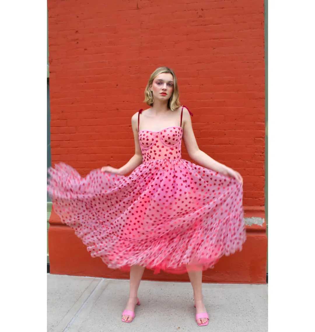 Lirika Matoshi Hearty Corset Dress Pink Size M / UK 10 for rent on The Volte - main image