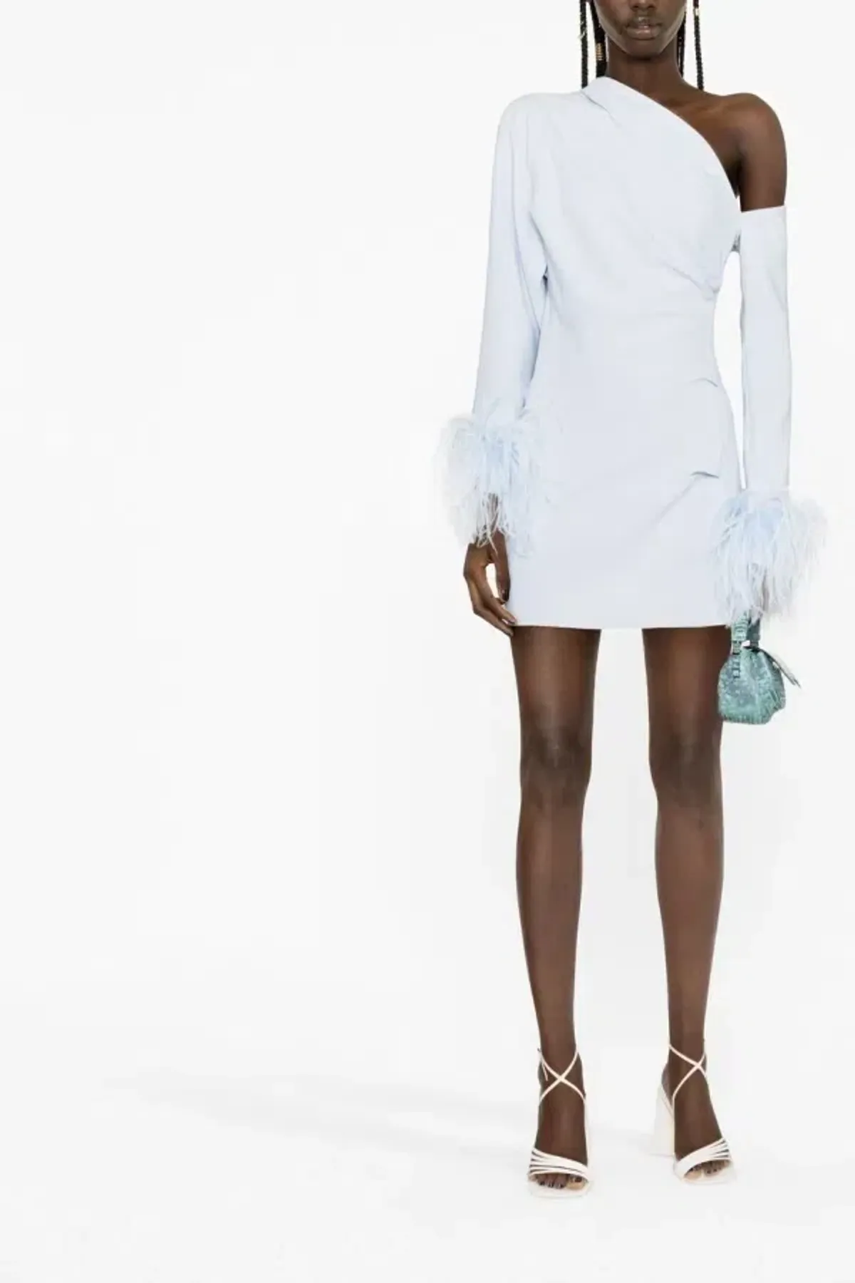 16ARLINGTON Adelaide Feather Mini Dress baby blue Size UK 10 - Image 1