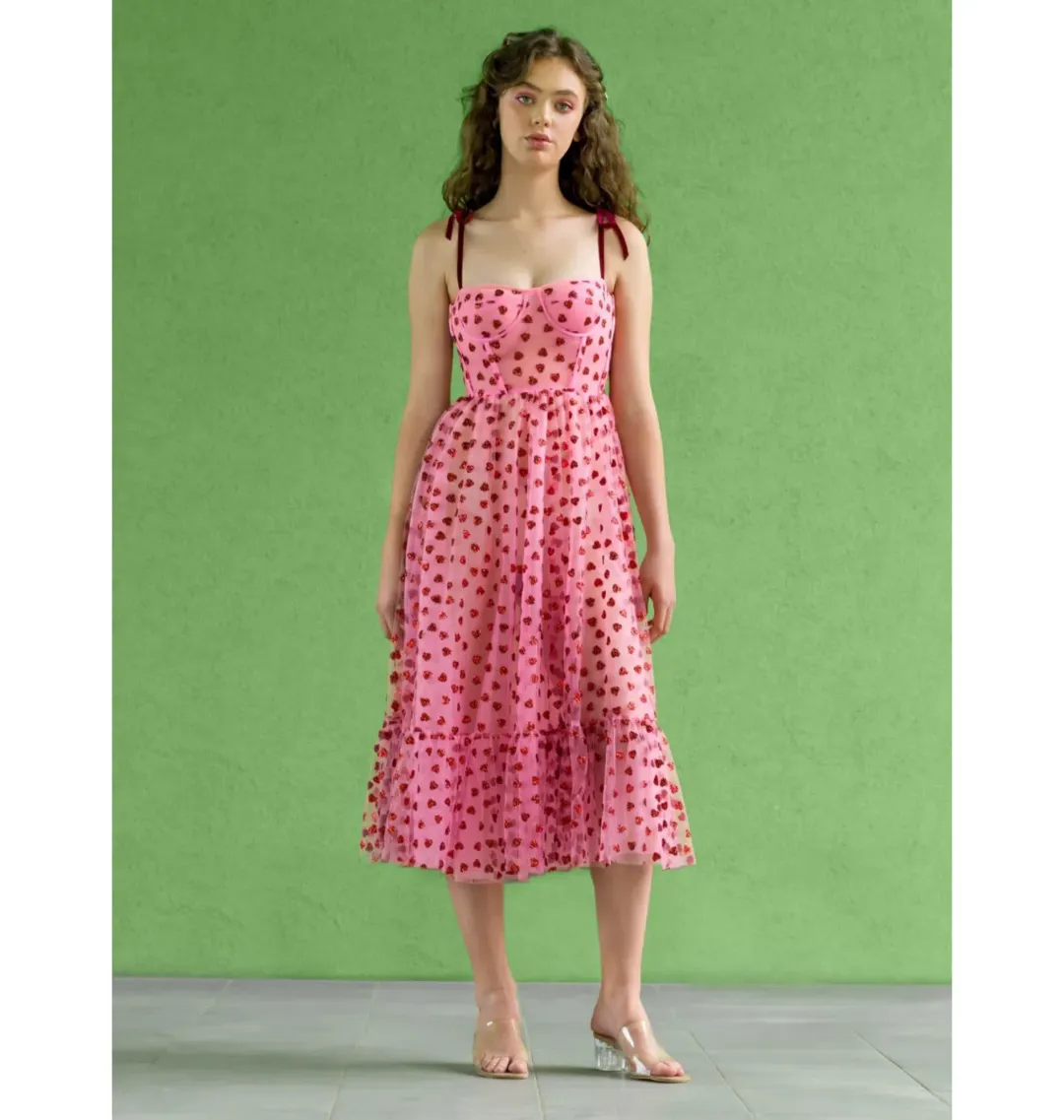 Lirika Matoshi Hearty Corset Dress Pink Size UK 12 for rent on The Volte - main image