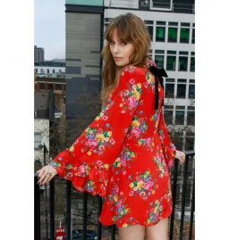 Queens Of Archive Flo Still Life Mini Dress Red Floral Size S / UK 8 for rent on The Volte - image 2