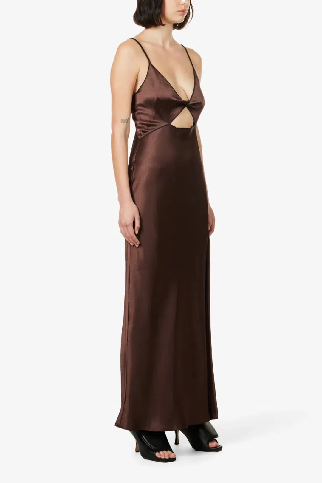 Bec & Bridge Hazel Cut Out Slip Maxi Dress Chocolate Size UK 10 for rent on The Volte - main image
