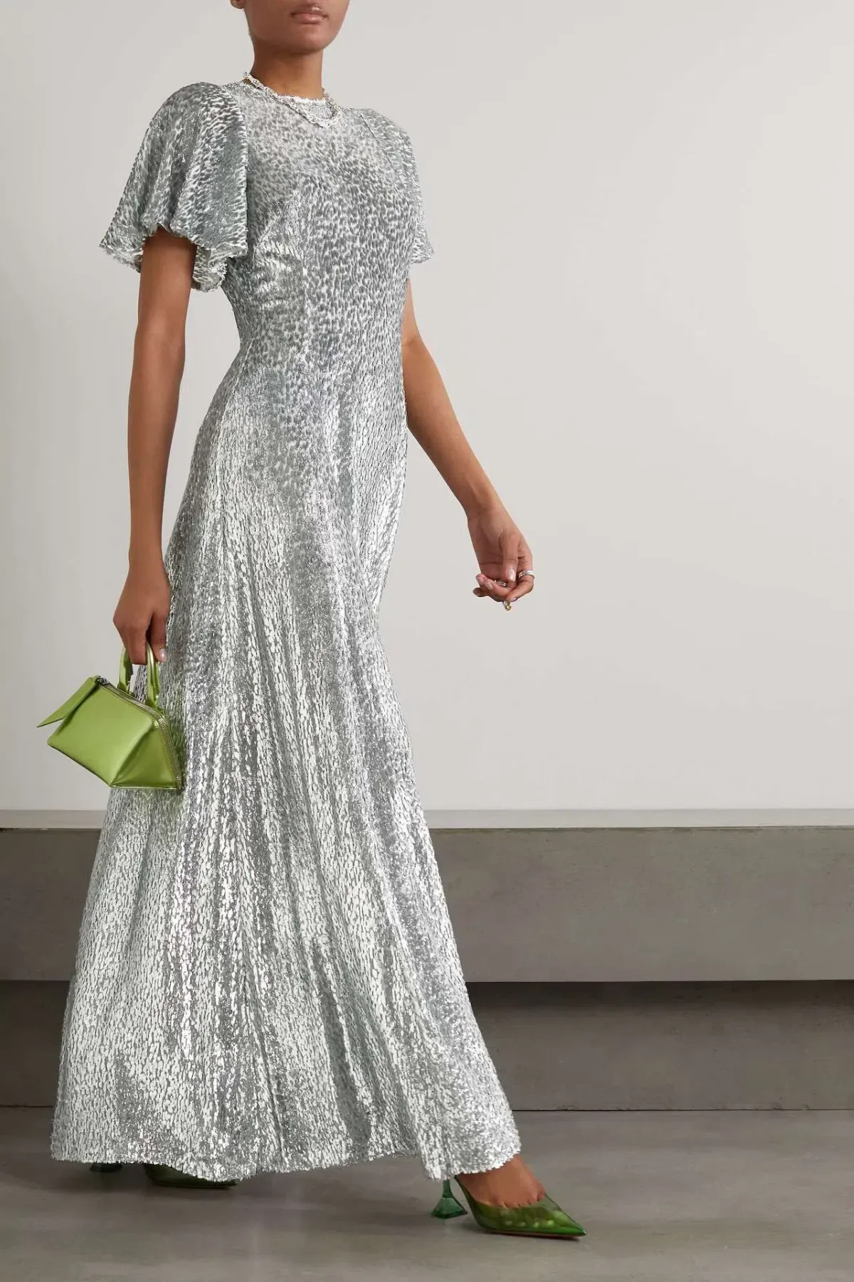 The Vampire's Wife Midnight Tremors Metallic Gown Silver Size UK 10 - Image 1