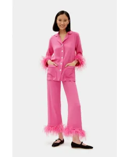 Sleeper Party Double Feathers Pajamas Set Hot Pink Size M / UK 10 for rent on The Volte - image 5