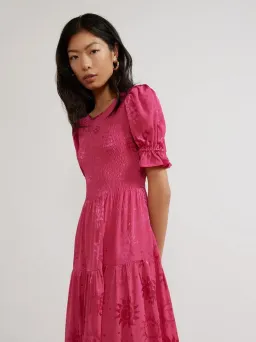 Kitri Persephone Sungod Shirred Dress Pink Size UK 14 for rent on The Volte - image 2