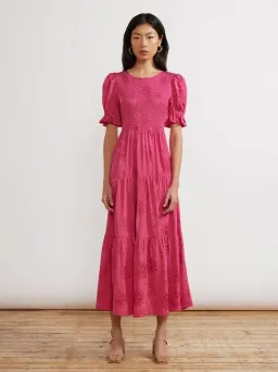 Kitri Persephone Sungod Shirred Dress Pink Size UK 14 for rent on The Volte - image 1