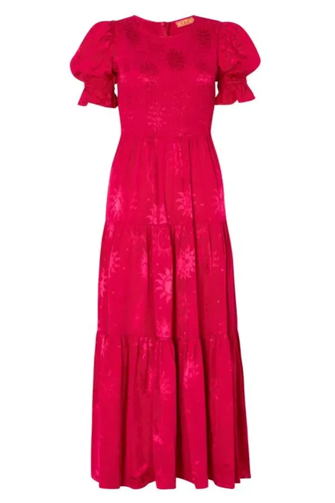Kitri Persephone Sungod Shirred Dress Pink Size UK 14 for rent on The Volte - main image