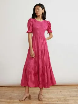 Kitri Persephone Sungod Shirred Dress Pink Size UK 14 for rent on The Volte - image 4