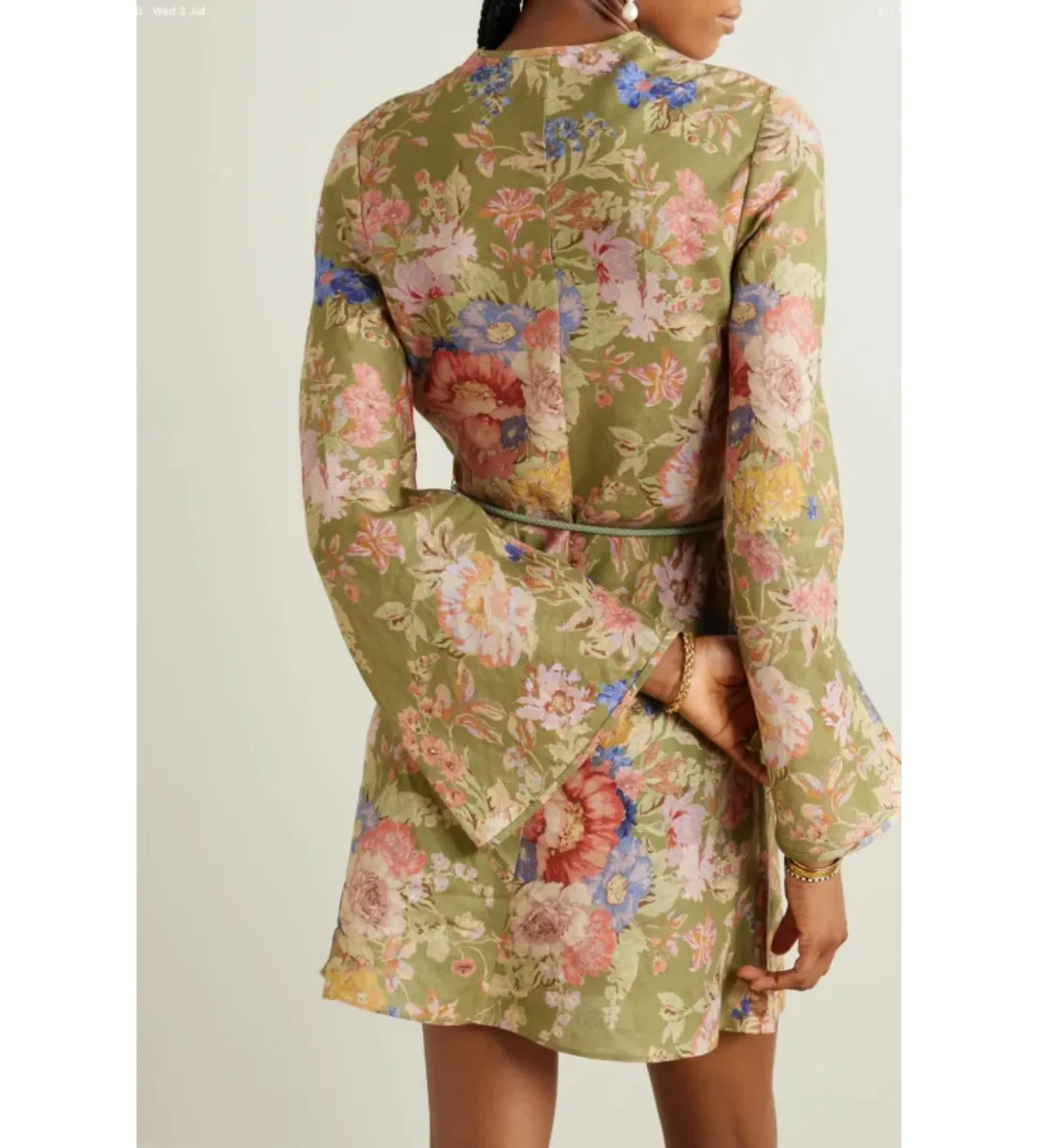 Zimmermann August Mini Dress Floral/Green Size 2/Au 12 for rent on The Volte - main image