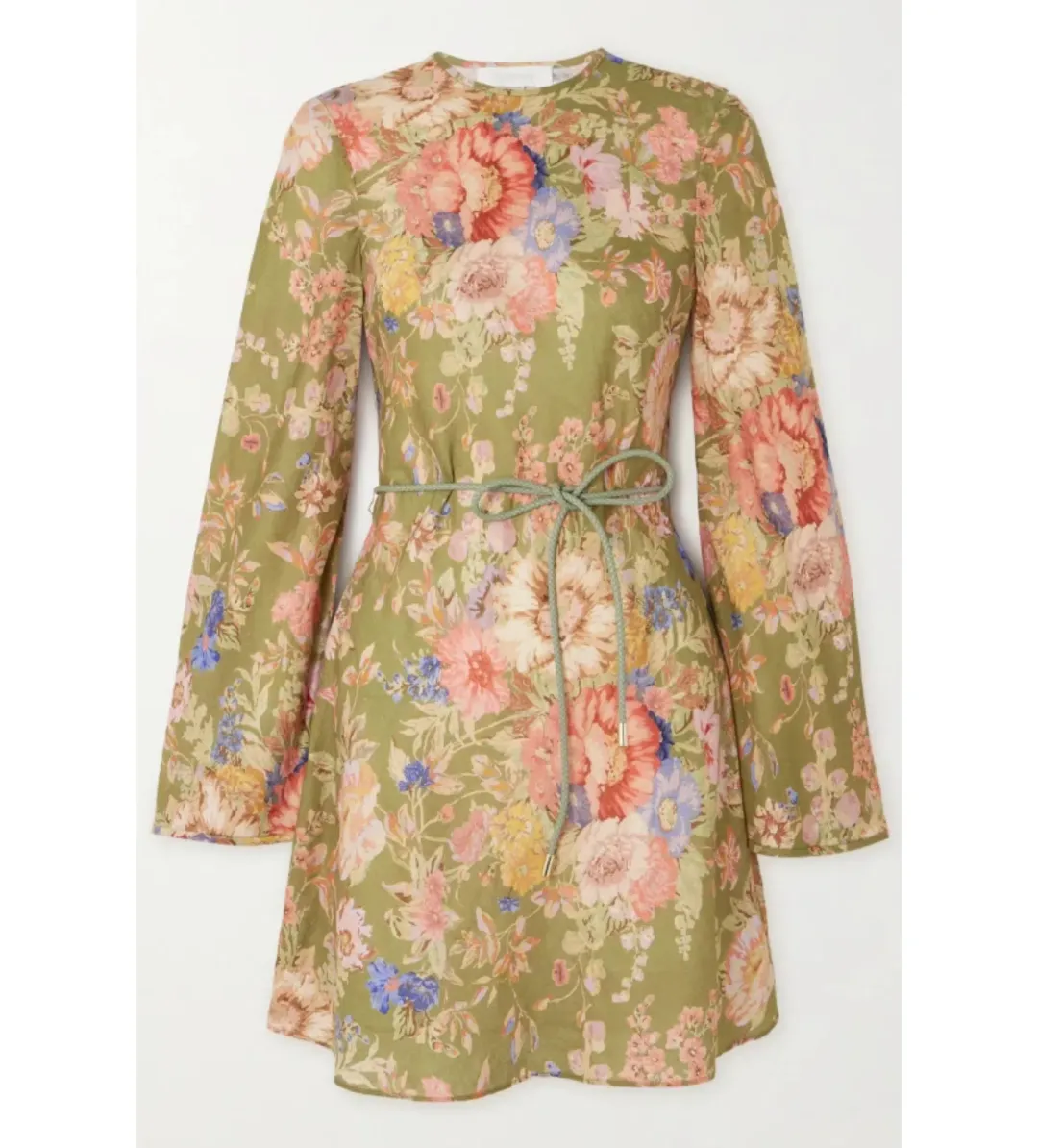 Zimmermann August Mini Dress Floral/Green Size 2/Au 12 for rent on The Volte - main image