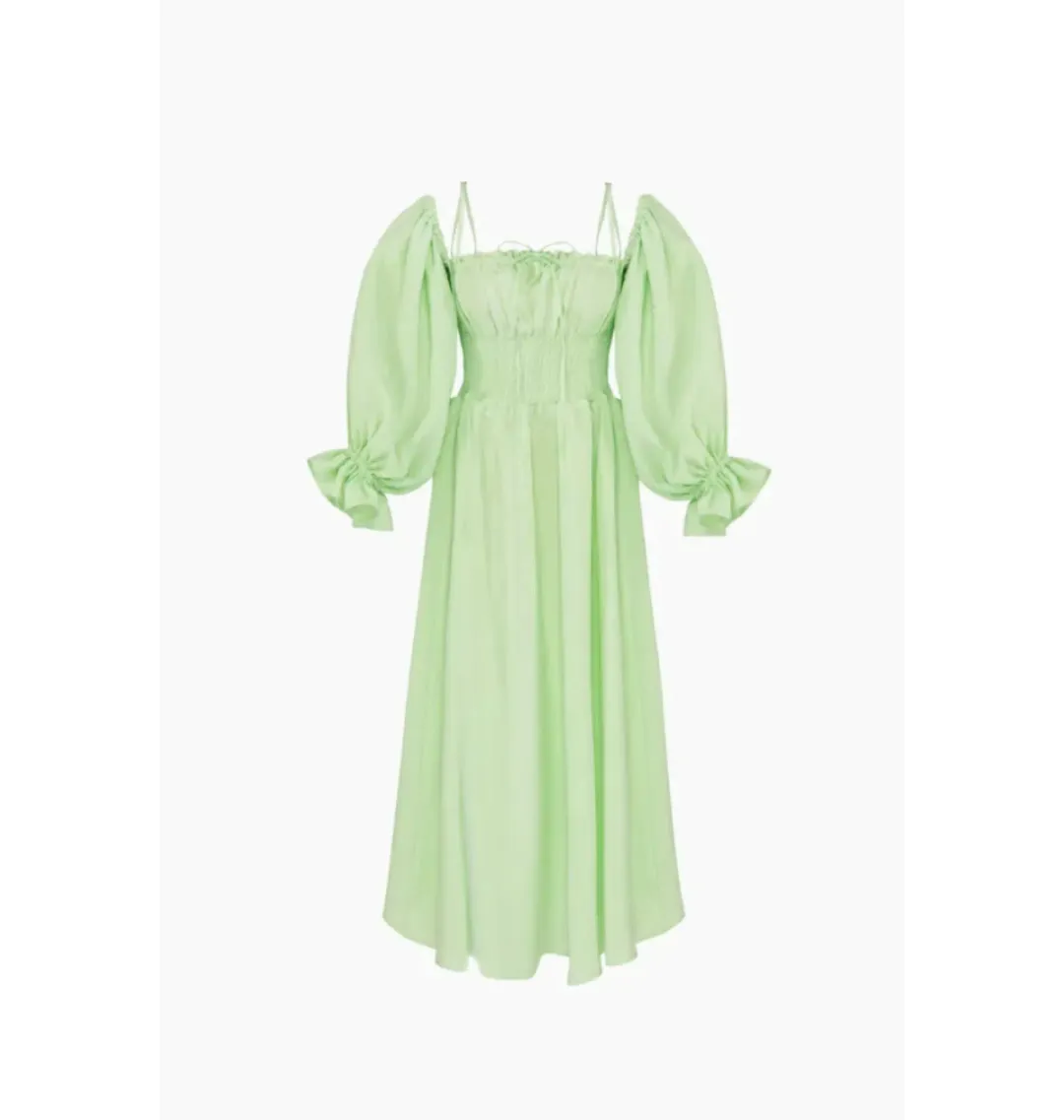 Sleeper Cancan Linen Maxi Dress Green Size XS / UK 6 for rent on The Volte - main image